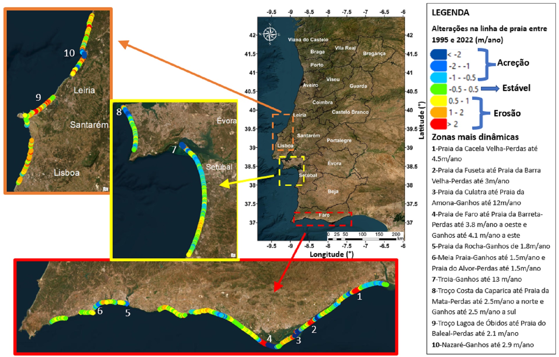 Dados por satélite mostram mar a avançar na costa nacional